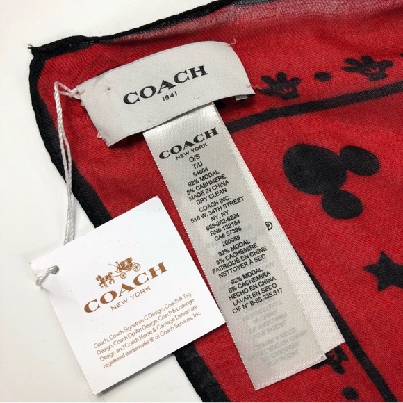NWT Coach x Disney Mickey Oversized Square Scarf - Picture 5 of 6